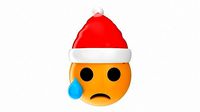 Emoji 098 Crying with tear and Santa hat
