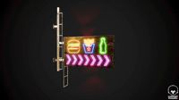 FastFood Neon signs Cyberpunk  PBR Game Ready model