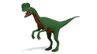 Low Poly Cartoon Dilophosaurus Dinosaur