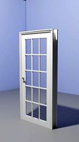 Glass panel interior door and architrave frame