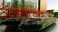 Realistic Port Terminal with cargo-container