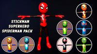 Low poly StickMan Superhero spiderman Pack Rigged 3D model