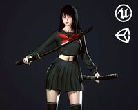 Japanese School Girl - Game Ready