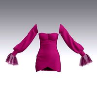DRESS PINK RUFFLED SLEVEE WATERMELON SLEVEE ANVELOPE SKIRT