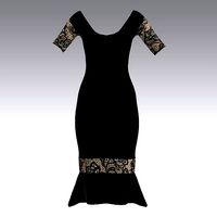 DRESS FISH TAIL SKIRT LACE SLEVEE LOOK