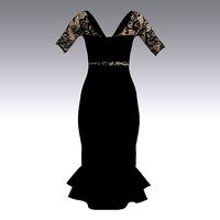 DRESS SLEVEE LACE BLACK SMALL DRESS LOOK FISH SKIRT