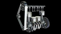 High poly piston engine 3D model