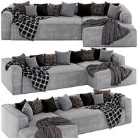 3-seater Blok sofa with right chaise longue