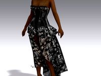 leather corset dress and chiffon train skirt