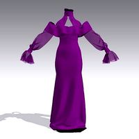 DRESS LONG PURPLE VUAL SLEVEE