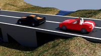 Roadway with 4 cars low poly model