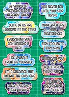 3D inspirational quotes stickers with textures decal