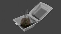 Foam Food Container With Armature with Meatballs and A Spoon