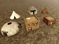 Postapocalyptic simple buildings - set of 5