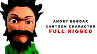Angry beggar cartoon character 3d model