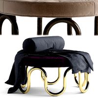 Round ottoman Jonathan Adler Scalinatella with 2 materials