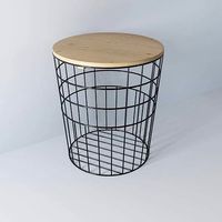 Coffee table 02 - metal basket with wooden lid