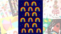 pôster infantil - arco-íris azul