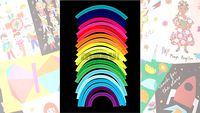 pôster infantil - arco-iris aquarela - preto