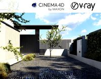 VRay - C4D Scene Files - Home exterior courtyard