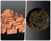 8K Ancient Sanctuary tomb red bricks and free forest material