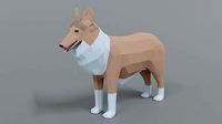 Low Poly Cartoon Rough Collie Dog