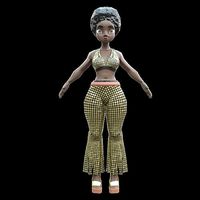 Chica morena afrodisco low poly
