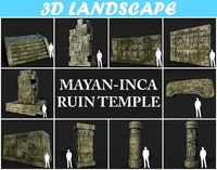Low poly Mayan Inca Ruin Temple Modular Pack