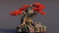 Realistic fantasy old tree