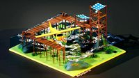 Stylized Seaplane And Sea Shack