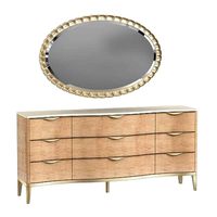 Michael Amini AICO MALIBU CREST Storage Console  Oval  Mirror