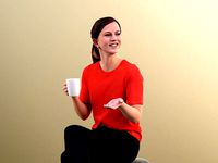 Nadin 10644 - Casual Smiling Woman Drinking Coffee