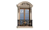 Classic facade window with French balcony Forged Fence