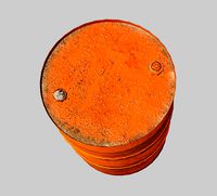rusty metal barrel red