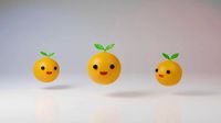 Yellow orange fruits character bouncing on white background