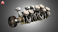 Crankshaft With Pistons - V12 Engine