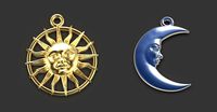 Sun and Moon 3 pendants | 3D