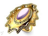 oval cabochon diamond ring stl verified | 3D