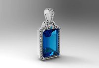 Blue Topaz pendant with diamonds | 3D
