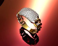 0107 - Cuban Chain Diamond Hiphop Ring | 3D