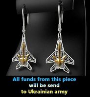 The ghost of Kyiv Mig 29 Ukaine jewelry earring | 3D