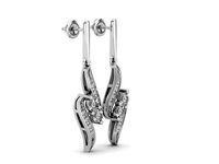 Diamond Ladies Swirl Dangling Drop Earrings | 3D