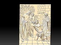 The blind man in Jericho with Christ 3d relief stl cnc | 3D