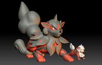 Pokemon Hisuian Growlithe Arcanine | 3D