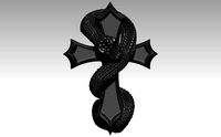 High detailed Ghotic Cross with Snake | 3D