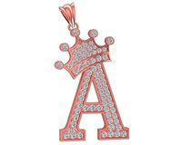 Set diamond crown letter pendant from A to Z 3190 | 3D