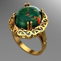 CABOCHON GEMSTONE RING  YELLOW GOLD | 3D