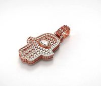Hamsa diamond pendant baguette design | 3D