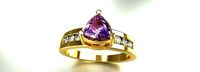 Trillion Cut Ladies Ring Size 7 Round Gems Gold Sterling Jewelry | 3D