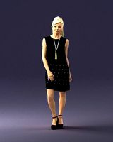 Blonde in a black dress 0360 3D Print Ready | 3D